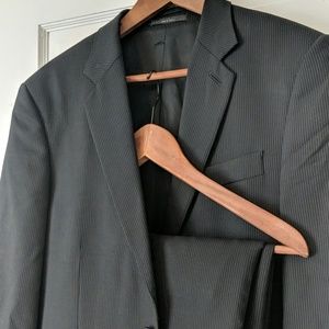 Express black pinstripe suit.